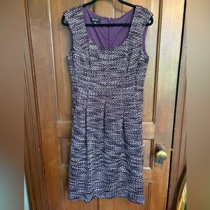 Purple, silver-grey textured fit & flare dress - size 12